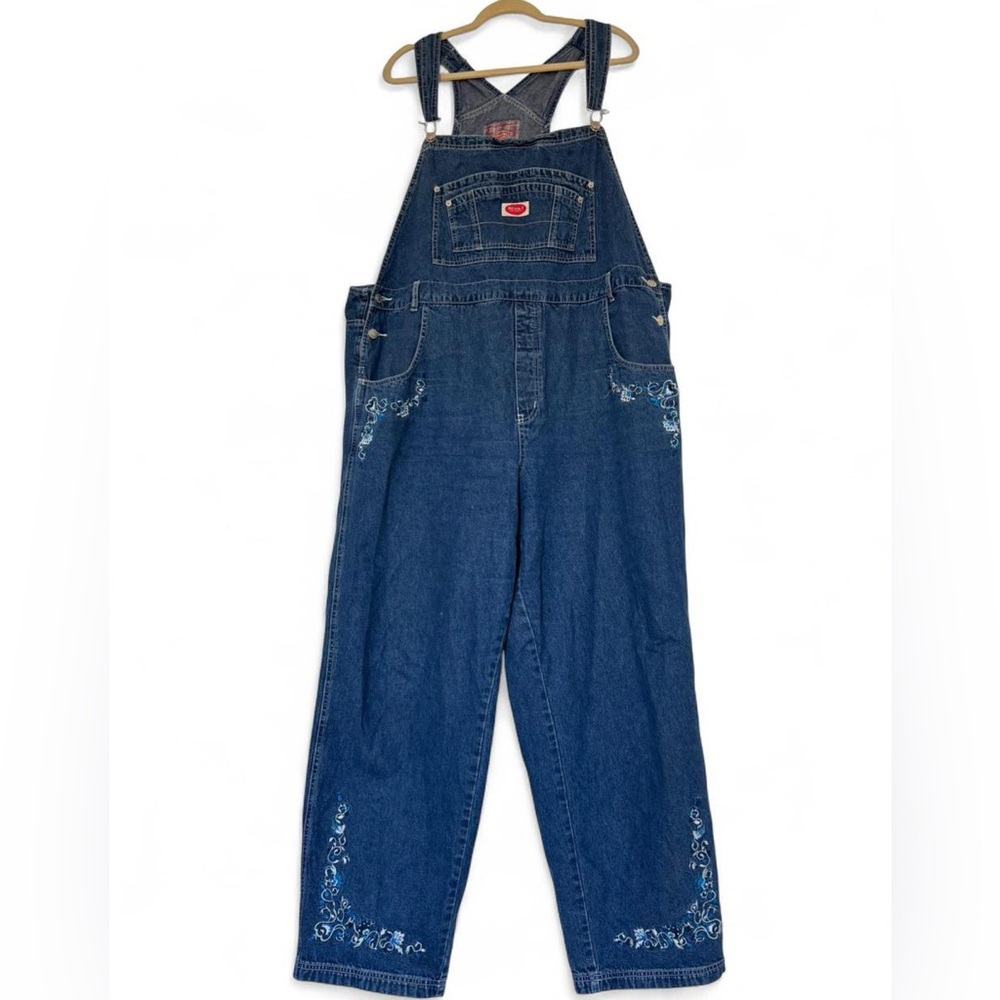 Vintage Revolt Floral Embroidered Denim Overalls, Size 24, Cottagecore, Grandmac
